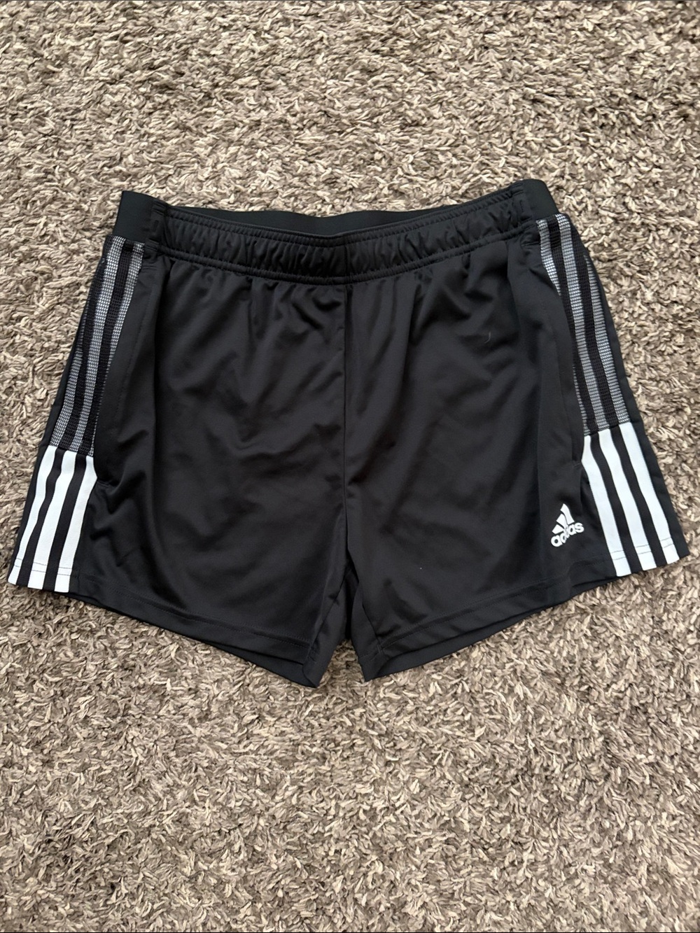 adidas Black Athletic Shorts with White Side Stripes